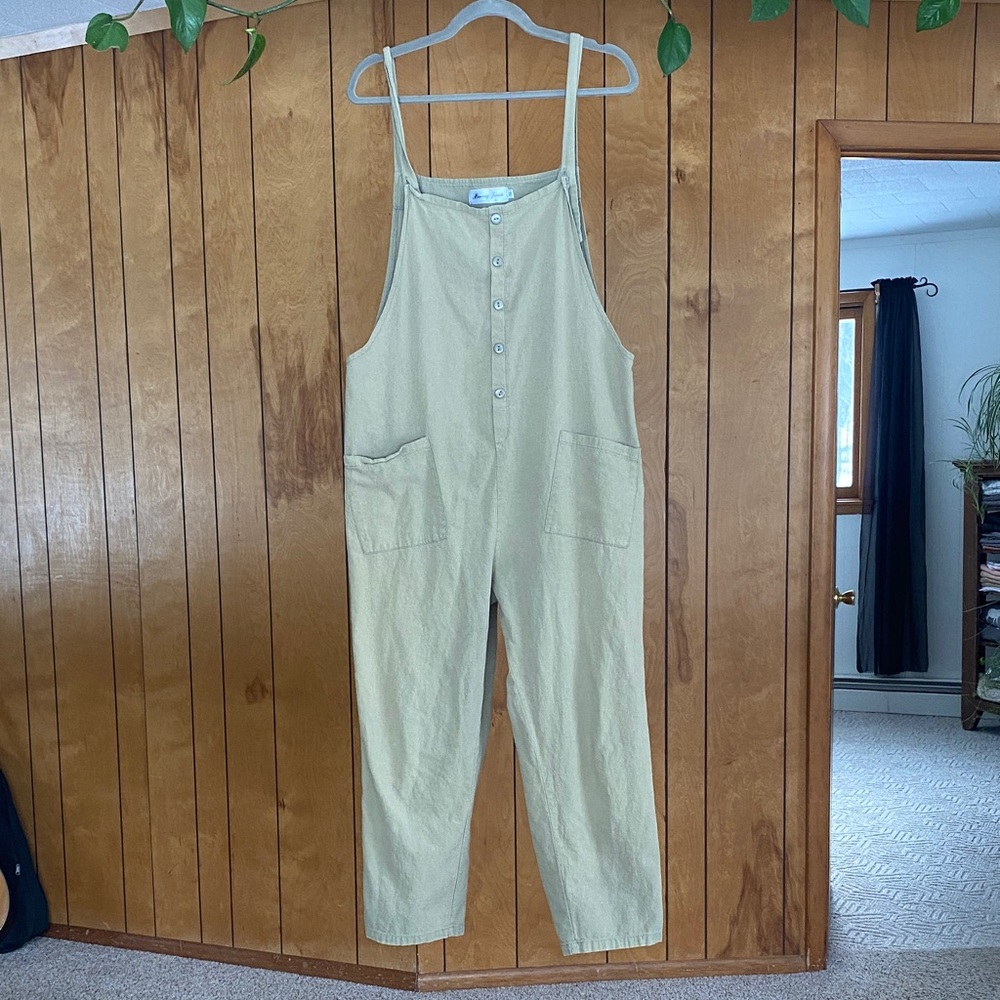 Oversized linen overalls